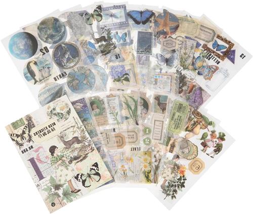 JGS Premium - Scrapbooking stickerset voor journaling en fotoalbum - Doe-het-zelf decoratie met bloemen, planten en vlinder stickers