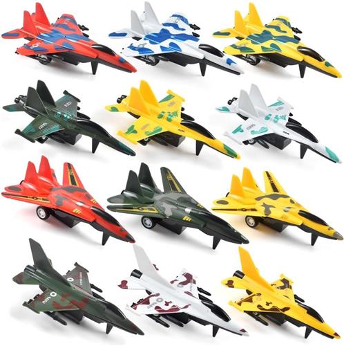 JGS Premium - Mini Speelgoedvliegtuigen Set voor Kinderen vanaf 3 Jaar - 12 Stuks