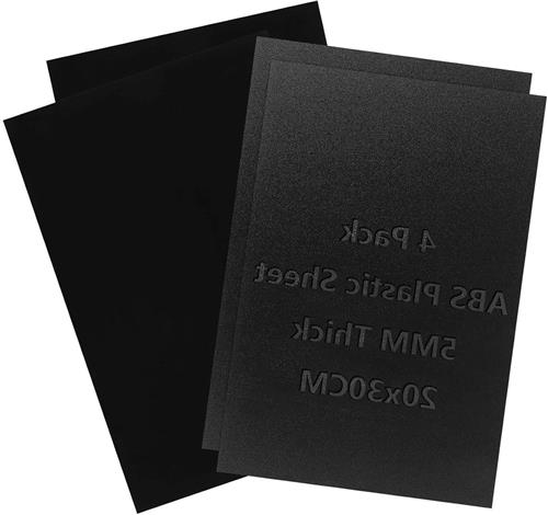 JGS Premium - 4 stuks Zwarte ABS Kunststof Platen 5 mm - 20 x 30 cm - Modelbouw Knutselen Spatborden Woondecoratie