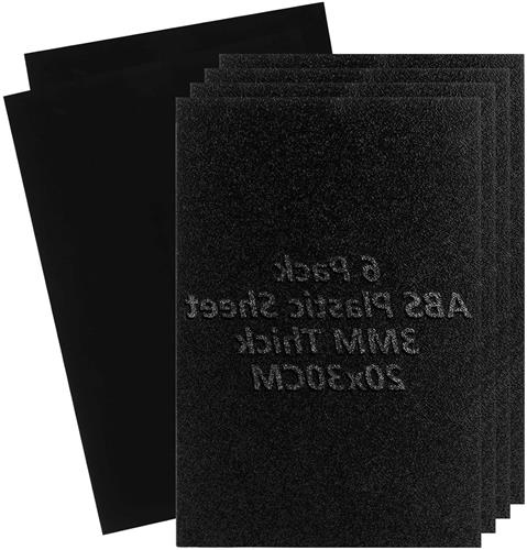 JGS Premium - 6 stuks ABS kunststof platen 3 mm zwart 20 x 30 cm | modelbouw knutselen spatborden woondecoratie