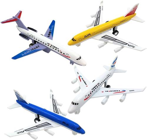JGS Premium - Vliegtuigspeelgoed 4 Stuks - Modelvliegtuig Set voor Kinderen - Buitenspellen - Mini PVC Vliegtuig Speelgoed - Jongenscadeau