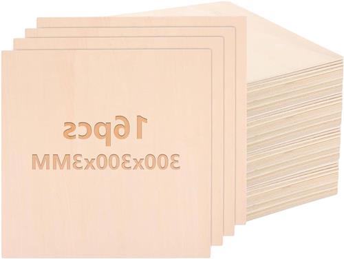 JGS Premium - 16-delige multiplexplaat 3 mm voor doe-het-zelf kunst en handwerk - onbehandeld hout - 300 x 300 mm - lindehout - balsahouten platen - laserprojecten - holle gravures