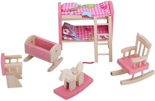 JGS Premium - Miniature Houten Meubelset voor Poppenhuis - Woonkamer Badkamer Keuken - Realistisch Design - 1:12 Schaal - Inclusief Bank - Decoratief Speelgoed met 5 Stuks