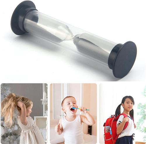 JGS Premium - 3 Minuten Zandloper voor Kinderen - Ideaal voor Tandenpoetsen - Zwart - 3 Minuten Timer
