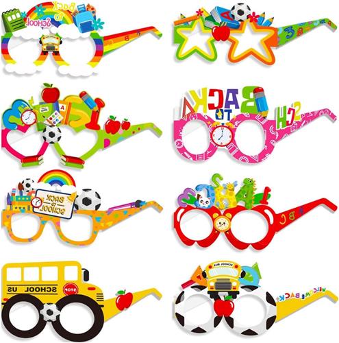 JGS Premium - Decoratieset voor Eerste Schooldag - Schoolkind Bril - Foto Rekwisieten - Schoolfeest Decoratie - 24 Stuks