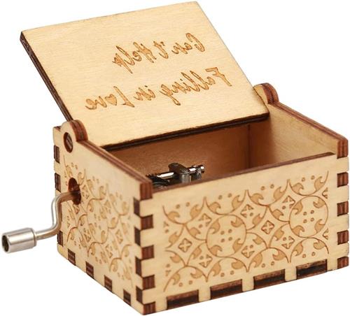 JGS Premium - Houten muziekdoos Antiek Vintage Design met Handzwengel - Verjaardag Valentijnsdag Jubileum
