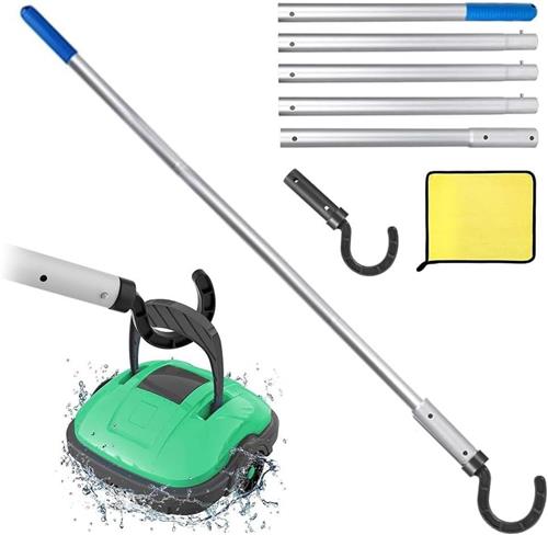 JGS Premium - Haak voor zwembadrobot met telescoopstang 185 cm Accessoirehaak voor zwembadzuigrobot | Zwembadreinigingsaccessoires | Haak voor zwembadreiniger | Robot-accessoires voor alle merken