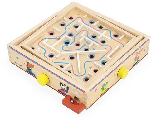 Janod Applepop - Knikkerdoolhof - Behendigheidsspel - Rol De Bal Naar Het Einde Van Het Parcours - Wordt Geleverd Met 2 Metalen Ballen - Geschikt Voor Kinderen Vanaf 5 Jaar