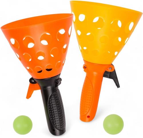 JGS Premium - Vangbalspel set met lichtgevende ballen en mandvangers van kunststof voor binnen en buiten - Plezier voor kinderen en volwassenen - Geschikt voor 2 spelers