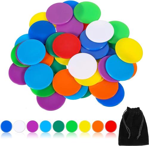 JGS Premium - 40 stuks tellen bingo chips, kleurige telchips, wiskunde onderwijs - met opbergtas