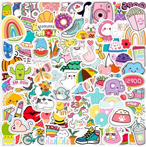 JGS Premium - 100 stuks leuke roze stickers | Waterdicht | Kawaii vinylstickers voor plakboeken, waterflessen, laptops, skateboards en bagage