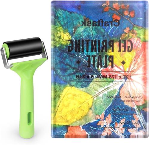 JGS Premium - Gel drukplaat voor monoprinting - 13x18 cm transparant - Rubberen wals - Creëer unieke afdrukken