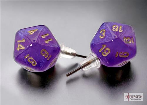 Chessex Stud Earrings Borealis Royal Purple Mini-Poly D20