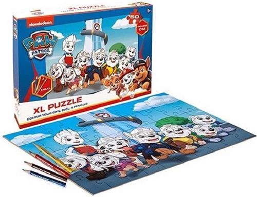 Paw Patrol - XL Puzzel - Kleur je eigen puzzel - inclusief 4 potloden