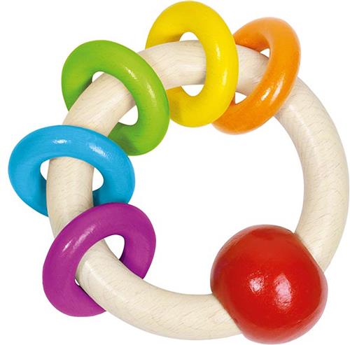 Goki Houten Grijpring met 5 Regenboog Ringen