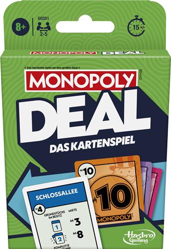 Monopoly Deal, Kaartspel, Economische simulatie, 8 jaar, 15 min