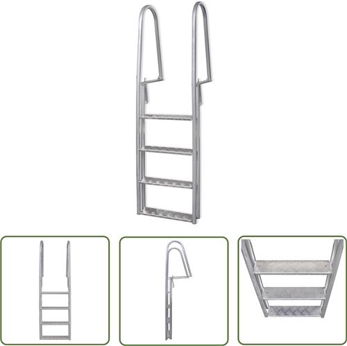 vidaXL Zwembadladder - Dokladder - Dok/zwembadladder met 4 treden aluminium 167 cm - Aluminium Ladder - Steigerladder - Badtrap