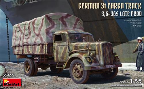 1:35 MiniArt 35459 Duitse Opel Blitz 3t - 3.5-36s Late Productie WWII - Militaire Vrachtwagen Plastic Modelbouwpakket