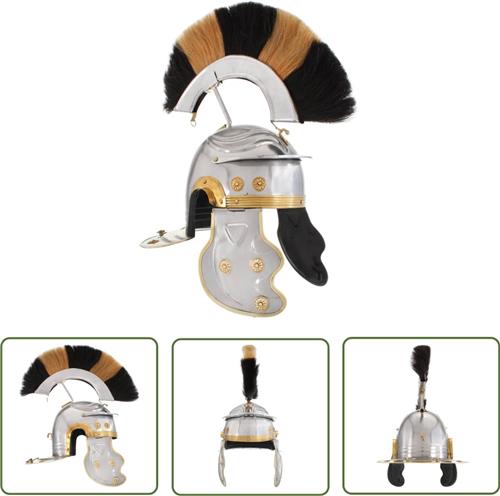 vidaXL Soldatenhelm - Romeinse Helm - Soldatenhelm Romeins replica LARP staal zilverkleurig - LARP Helm - Historisch Kostuum - Replica Helm