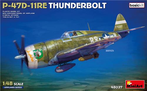 1:48 MiniArt 48037 Republic P-47D-11RE Thunderbolt WWII - Basic Kit - Propellervliegtuig Plastic Modelbouwpakket