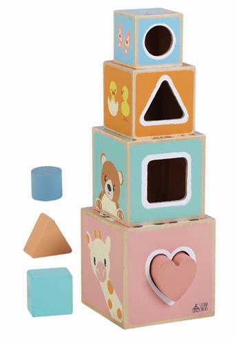 Sun Baby Houten speelgoed sorteerkist  sorteer- en vormenspel met dierenmotief  insteekspel voor vormen vanaf 12 maanden