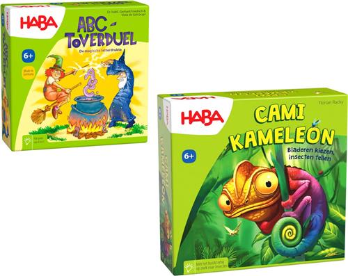 Haba Set van 2 spellen vanaf 6 jaar: ABC-Toverduel + Cami Kameleon