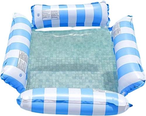Bovista Luxe Waterhangmat - Luchtbed Zwembad - Luchtmatras Opblaasbaar - Water Hangmat - Aqua Lounge - Blauw XL + Pomp