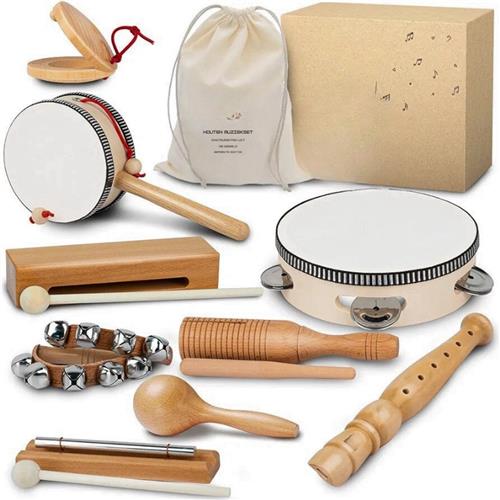 Muziekinstrumentenset Voor Peuters En Kleuters - Houten Percussiespeelgoed Voor Jongens En Meisjes - Educatief Muziekspeelgoed Voor Vroege Ontwikkeling En Plezier