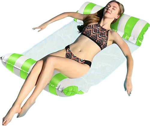 Nivard Luxe Waterhangmat - Luchtbed Zwembad - Luchtmatras Opblaasbaar - Water Hangmat - Aqua Lounge - Groen