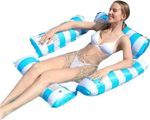 Bovista Luxe Waterhangmat - Luchtbed Zwembad - Luchtmatras Opblaasbaar - Water Hangmat - Aqua Lounge - Licht Blauw