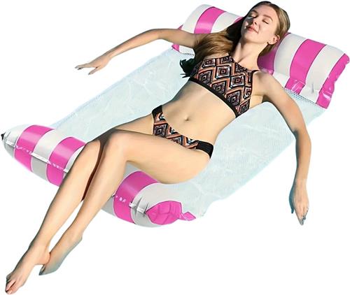 Bovista Luxe Waterhangmat - Luchtbed Zwembad - Luchtmatras Opblaasbaar - Water Hangmat - Aqua Lounge - Roze