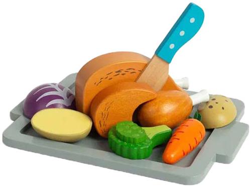 Bigjigs Houten Gebraden Diner Speelset, 12dlg.