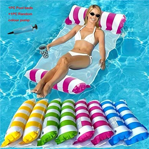 Nivard Luxe Waterhangmat - Luchtbed Zwembad - Luchtmatras Opblaasbaar - Water Hangmat - Aqua Lounge - Roze + Pomp