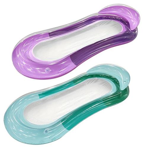 Nivard Luxe Waterhangmat - Luchtbed Zwembad - Luchtmatras Opblaasbaar - Water Hangmat - Aqua Lounge - 2 Stuks - Paars + Groen