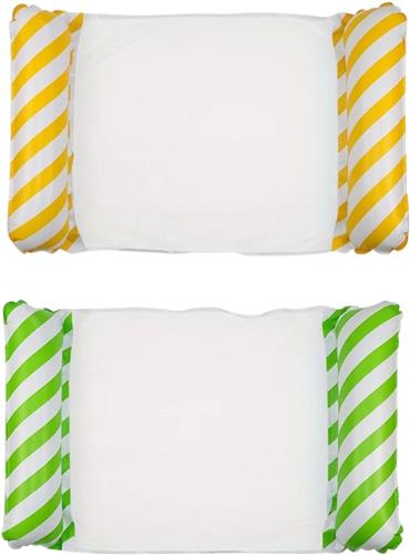 Livano Luxe Waterhangmat - Luchtbed Zwembad - Luchtmatras Opblaasbaar - Water Hangmat - Aqua Lounge - 2 Stuks - Geel + Groen