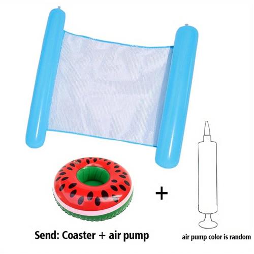 Livano Luxe Waterhangmat - Luchtbed Zwembad - Luchtmatras Opblaasbaar - Water Hangmat - Aqua Lounge - Blauw + Bekerhouder + Pomp