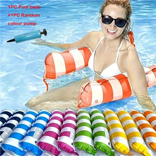 Livano Luxe Waterhangmat - Luchtbed Zwembad - Luchtmatras Opblaasbaar - Water Hangmat - Aqua Lounge - Oranje + Pomp