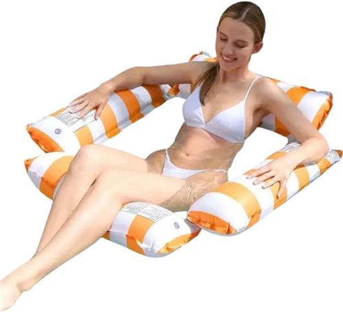 Bovista Luxe Waterhangmat - Luchtbed Zwembad - Luchtmatras Opblaasbaar - Water Hangmat - Aqua Lounge - Oranje