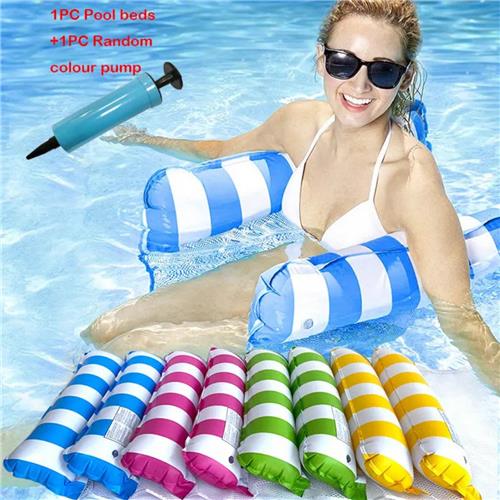 Bovista Luxe Waterhangmat - Luchtbed Zwembad - Luchtmatras Opblaasbaar - Water Hangmat - Aqua Lounge - Blauw + Pomp