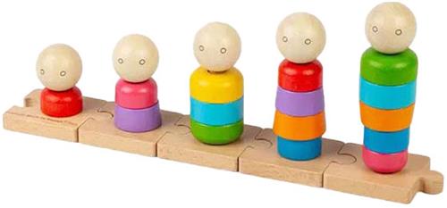 Bigjigs Houten Regenboogfamilie Stapelspeelgoed, 25dlg.