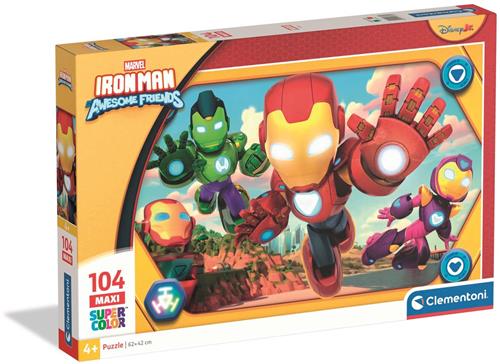 Clementoni - Kinderpuzzel - 104 Stukjes - Ironman and his Awesome Friends - Vanaf 4 jaar