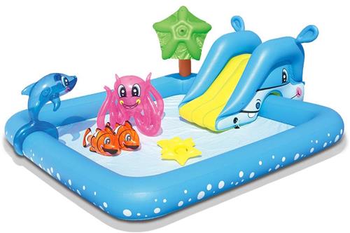 Unyqoos® Uitgebreid Opblaasbaar Waterspeelcentrum voor Kinderen Met Aquariumthema en Reparatieset