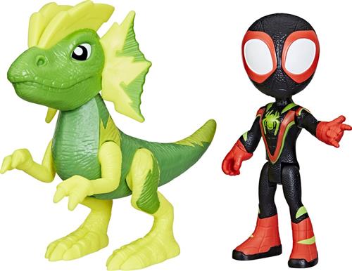 Marvel Spidey and His Amazing Friends - Dino-Webs Miles Morales en Electrosaurus - Actiefiguur - 10 cm