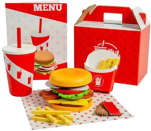 Bigjigs Houten Burger- en Frietset, 48dlg.