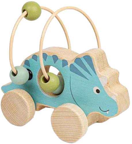 Bigjigs Houten Duwfiguur Triceratops met Kralenframe