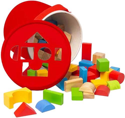 Bigjigs Houten Gekleurde Bouwstenen, 80dlg.