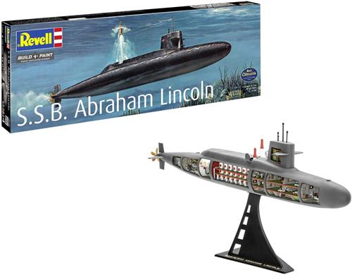 1:253 Revell 05185 USS Abraham Lincoln met Interieur - SSBN-602 - George Washington-klasse - Onderzeeër Plastic Modelbouwpakket
