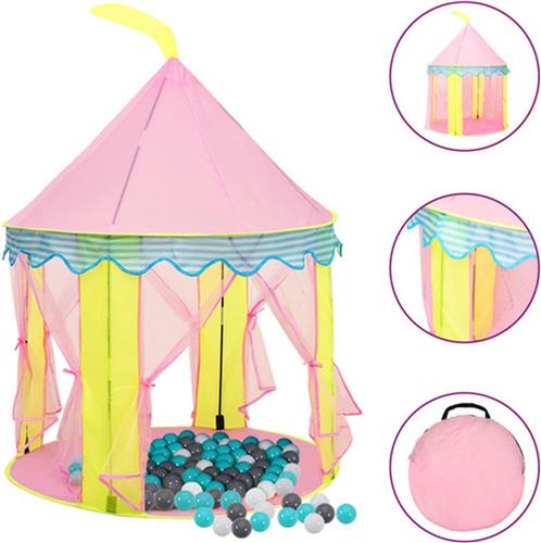 vidaXL Kinderspeeltent met 250 ballen 100x100x127 cm roze