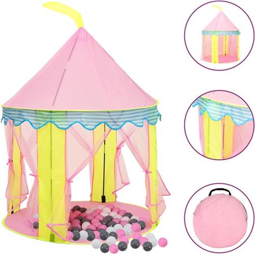 vidaXL Kinderspeeltent met 250 ballen 100x100x127 cm roze