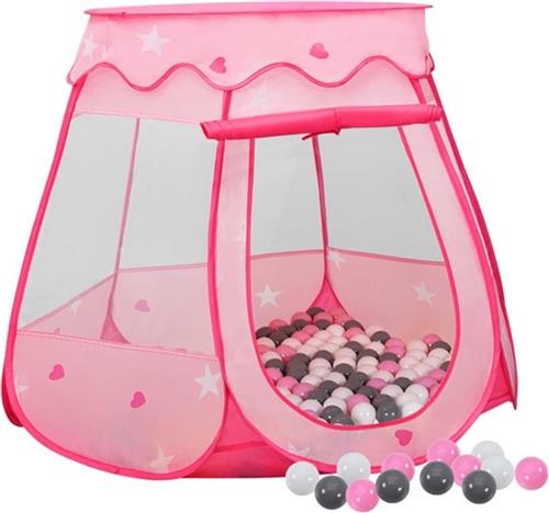 vidaXL Kinderspeeltent met 250 ballen 102x102x82 cm roze